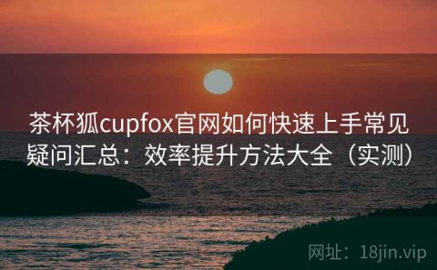 茶杯狐cupfox官网如何快速上手常见疑问汇总：效率提升方法大全（实测）