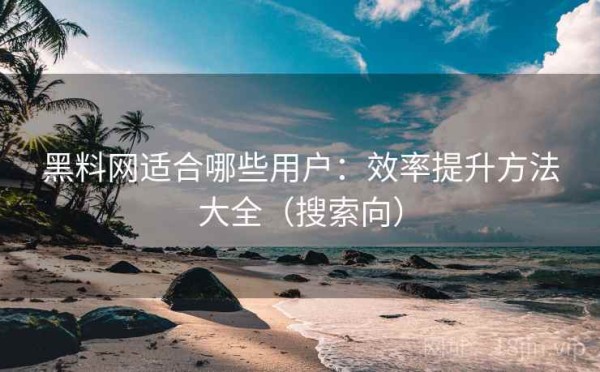 黑料网适合哪些用户：效率提升方法大全（搜索向）
